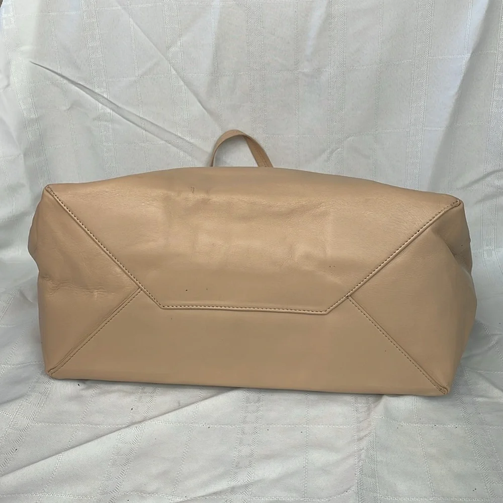 Rare Celine Horizontal Zip Gusset Cabas Tote Bag Large Shopper Beige Leather